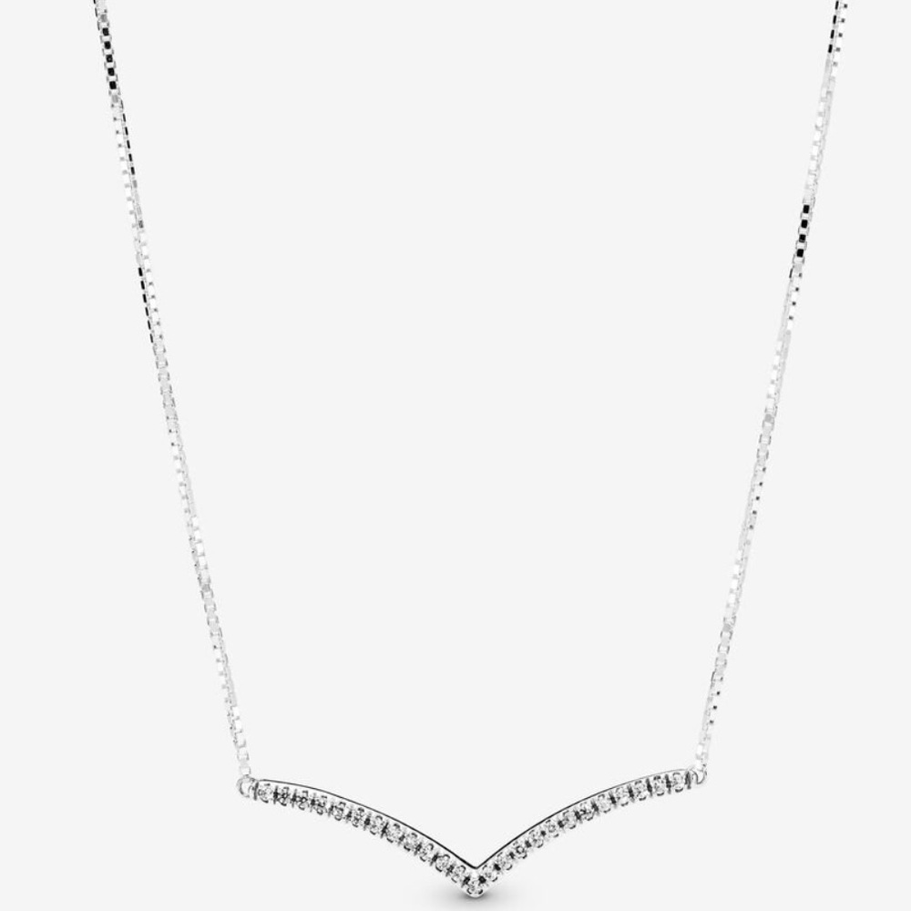 Pandora Sparkling Wishbone Necklace